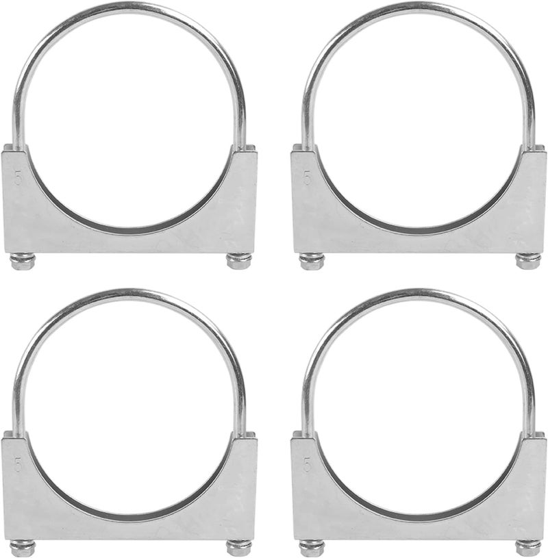 GESEXI 5" U-shaped Exhaust Pipe Clamp Mild Steel Muffler Exhaust Clamps with Anti-Rust Coat Pack of 4 - Image 1
